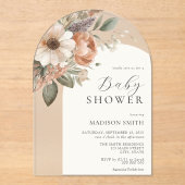 Invitations En Acrylique Elégant Baby shower d'aquarelle Floral Boho (Recto)