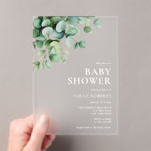 Invitations En Acrylique Elégant Baby shower de verdure Eucalyptus (In situ (ordinateur de poche))