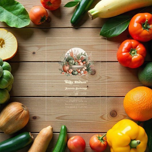 Invitations En Acrylique Élégant Baby shower du marché agricole