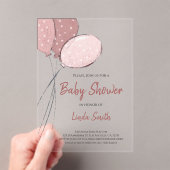Invitations En Acrylique Élégant Baby shower fille de ballons roses (In situ (ordinateur de poche))