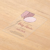 Invitations En Acrylique Élégant Baby shower fille de ballons roses (Poser)