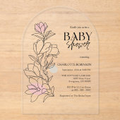 Invitations En Acrylique Elegant Baby shower Fleur sauvage Boho (Recto)