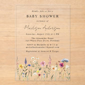 Invitations En Acrylique Élégant Baby shower Fleur sauvage Meadow (Recto)