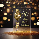 Invitations En Acrylique Elégant Ballons d'or sur Black 60th Birthday Party<br><div class="desc">Ballons d'or à fausse parties scintillant élégante avec grand arc et banderoles et étoiles accent "60" 60e anniversaire invitation de fête.</div>