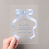 Invitations En Acrylique Élégant Baptême Bleu Bow (In situ (ordinateur de poche))