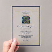 Invitations En Acrylique Elégant BAR Acrylique MITZVAH Marine Or Moderne Cl (In situ (ordinateur de poche))