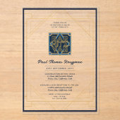 Invitations En Acrylique Elégant BAR Acrylique MITZVAH Marine Or Moderne Cl (Recto)