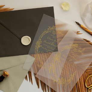 Invitations En Acrylique Élégant Baroque Chinoiserie Vintage Or Mariage