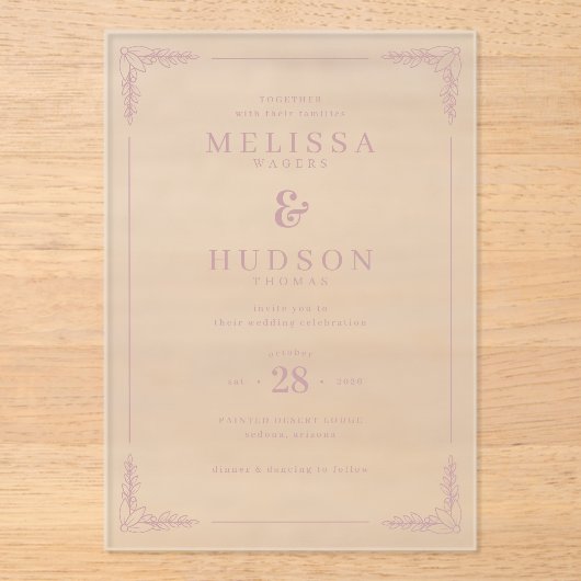 Invitations En Acrylique Elegant Black Calligraphy With Floral (Recto)