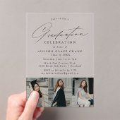 Invitations En Acrylique Élégant Black Script 3 Photo Graduation Party (In situ (ordinateur de poche))