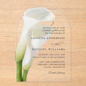 Invitations En Acrylique Elégant blanc Calla Lilies Floral Mariage (Recto)