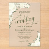 Invitations En Acrylique Elégant Blanc ivoire Boho Chic Rose Fancy Mariage (Recto)