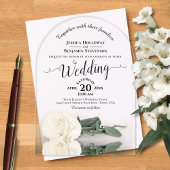 Invitations En Acrylique Élégant blanc ivoire Rose Lacy Mariage de calligra