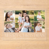 Invitations En Acrylique Élégant blanc Joyeux Noël photo Collage (Recto)