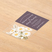 Invitations En Acrylique Elégant blanc marguerites Bouquet Mariage foncé vi (Poser)
