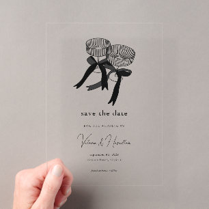 Invitations En Acrylique Élégant Blanc Noir Champagne Save the Date