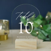 Invitations En Acrylique Élégant blanc Script Arche acrylique Numéro de tab