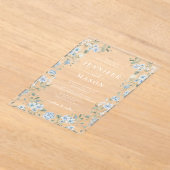 Invitations En Acrylique Élégant bleu blanc fleuri couronne Mariage bohème (Poser)