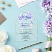 Invitations En Acrylique Elégant Bleu Bow Gold Boy Confirmation Transparent (Insitu (Mariage))