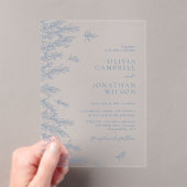 Invitations En Acrylique Elégant bleu doux Feuille Mariage botanique (In situ (ordinateur de poche))