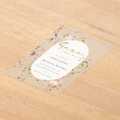 Invitations En Acrylique Elégant bleu doux rouge vert pâté aquarelle (Poser)