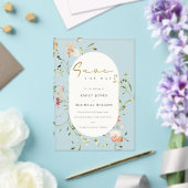 Invitations En Acrylique Elégant bleu doux rouge vert pâté aquarelle (Insitu (Mariage))