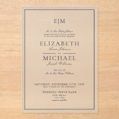 Invitations En Acrylique Élégant bleu marine classique Script Monogramme Ma (Recto)