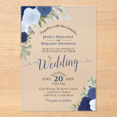 Invitations En Acrylique Elégant bleu Rose Boho Mariage (Recto)