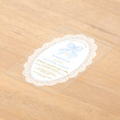 Invitations En Acrylique Elegant Blue Bow & Cross Boy Baptism (Poser)