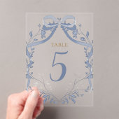 Invitations En Acrylique elegant blue bow table number (In situ (ordinateur de poche))
