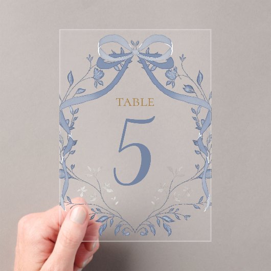 Invitations En Acrylique elegant blue bow table number (In situ (ordinateur de poche))