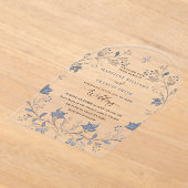 Invitations En Acrylique elegant blue foliage religious wedding (Poser)