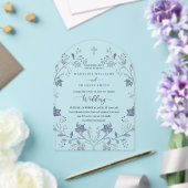 Invitations En Acrylique elegant blue foliage religious wedding (Insitu (Mariage))