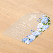 Invitations En Acrylique Elegant Blue Hydrangea Arch First Communion (Poser)