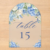 Invitations En Acrylique Elegant Blue Hydrangea Roses Wedding Table Number (Recto)
