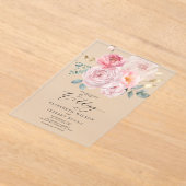 Invitations En Acrylique Élégant Blush Botanical Floral Mariage (Poser)