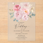 Invitations En Acrylique Élégant Blush Botanical Floral Mariage (Recto)