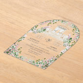 Invitations En Acrylique Elegant Blush Garden Wedding with Monogram  (Poser)