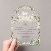 Invitations En Acrylique Elegant Blush Garden Wedding with Monogram  (In situ (ordinateur de poche))