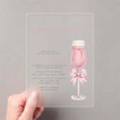 Invitations En Acrylique Elegant Blush Pink Bow Champagne Bridal Shower (In situ (ordinateur de poche))