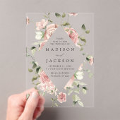 Invitations En Acrylique Elégant Blush Roses et Mariage de verdure (In situ (ordinateur de poche))