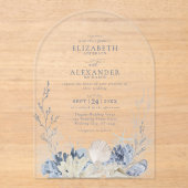 Invitations En Acrylique Elégant Boho Aquarelle Coral Beach Mariage Arc (Recto)