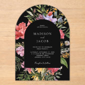 Invitations En Acrylique Elégant Boho Black Dutch Floral Mariage (Recto)