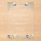 Invitations En Acrylique Élégant Boho Botanique fleur sauvage Script Mariag (Recto)