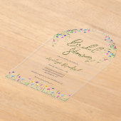 Invitations En Acrylique Élégant Boho fleurs sauvages Script douche nuptial (Poser)