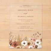 Invitations En Acrylique Elegant Boho Floral Wedding (Recto)
