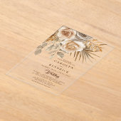 Invitations En Acrylique Elégant Boho Neutral Flore Accents Mariage (Poser)