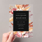 Invitations En Acrylique Élégant Boho noir Chic Floral Mariage (In situ (ordinateur de poche))