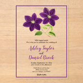 Invitations En Acrylique Elégant Boho Purple Fleurs été Floral Mariage (Recto)