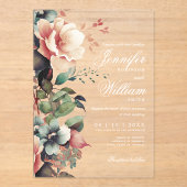 Invitations En Acrylique Élégant Boho Romantique Floral Mariage de automne  (Recto)